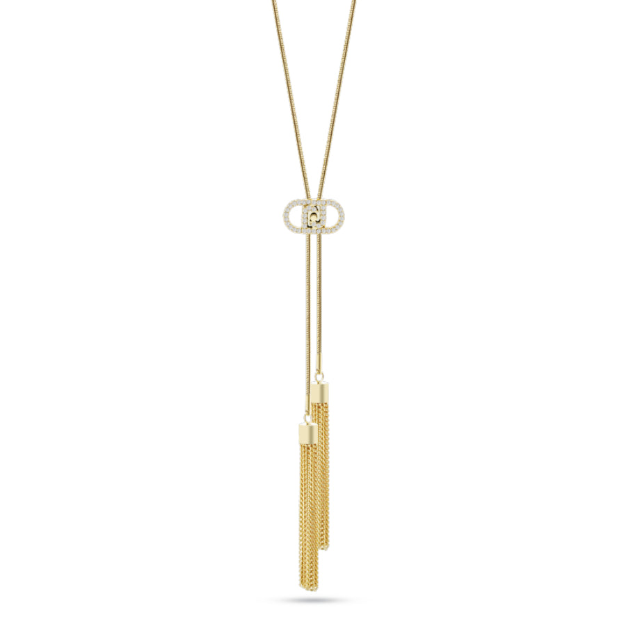 Collana Donna Liu Jo Acciaio Catene Logo Zirconi Bianchi LJ2647