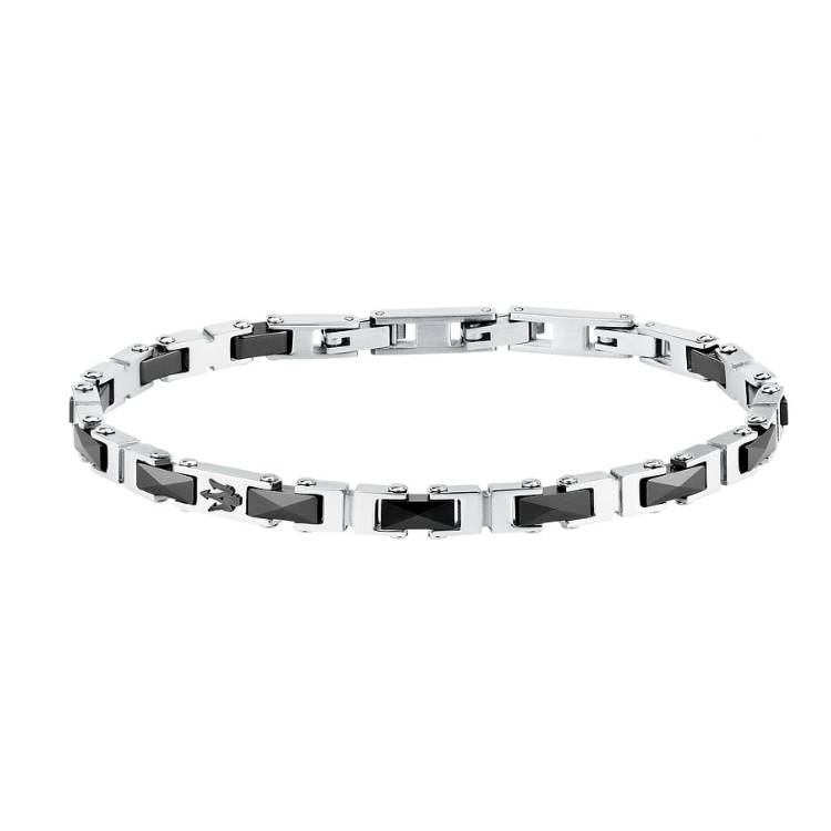 Bracciale Uomo Maserati Acciaio Ceramica Nero Semirigido Logo JM226ATZ81