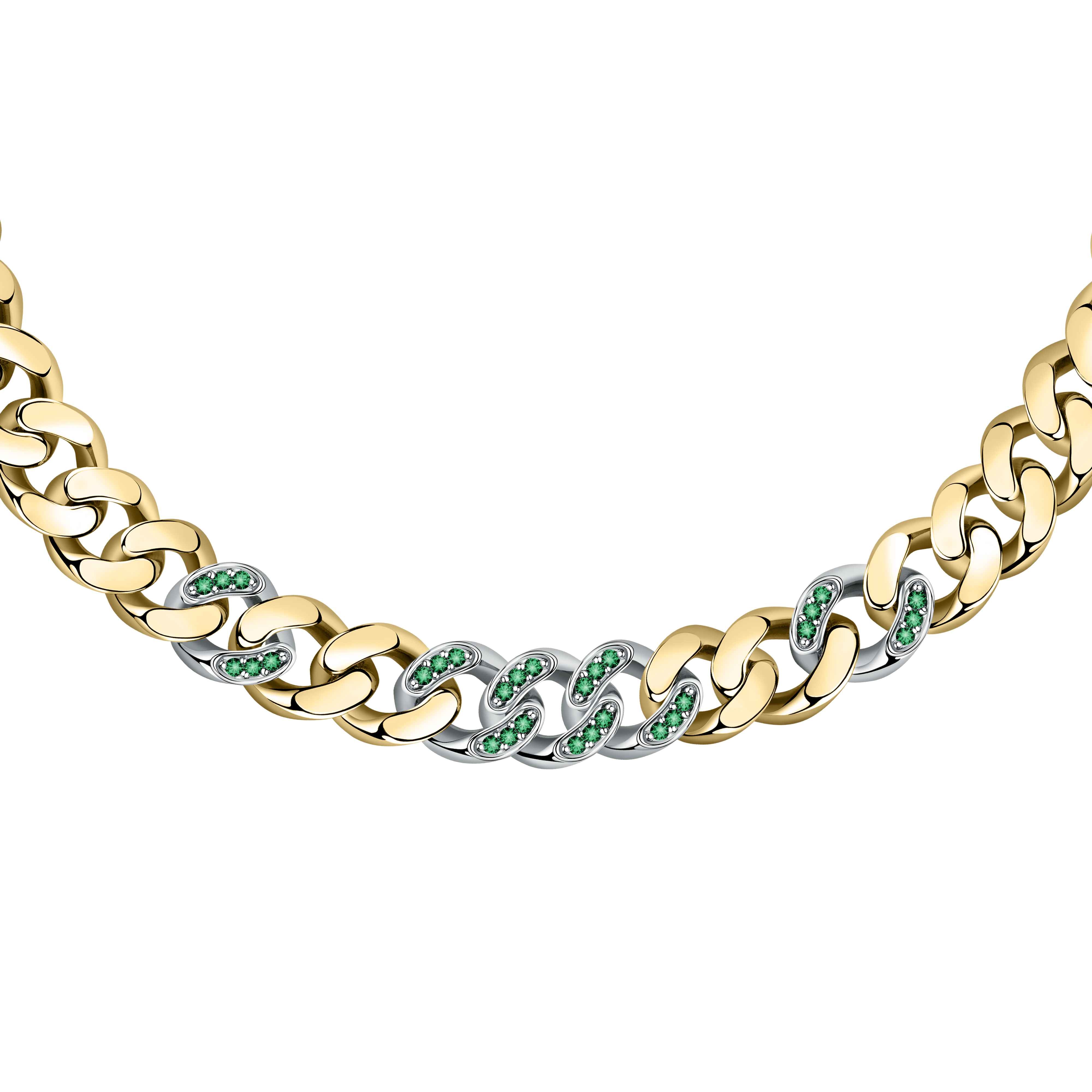 Collana Donna Chiara Ferragni Dorata Zirconi Verdi Catena Groumette