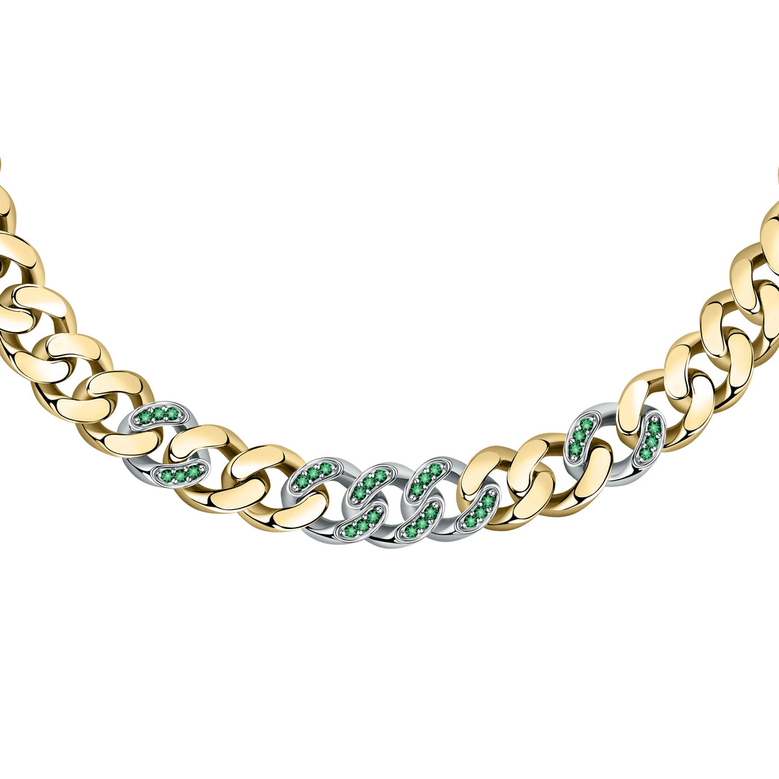 Collana Donna Chiara Ferragni Dorata Zirconi Verdi Catena Groumette