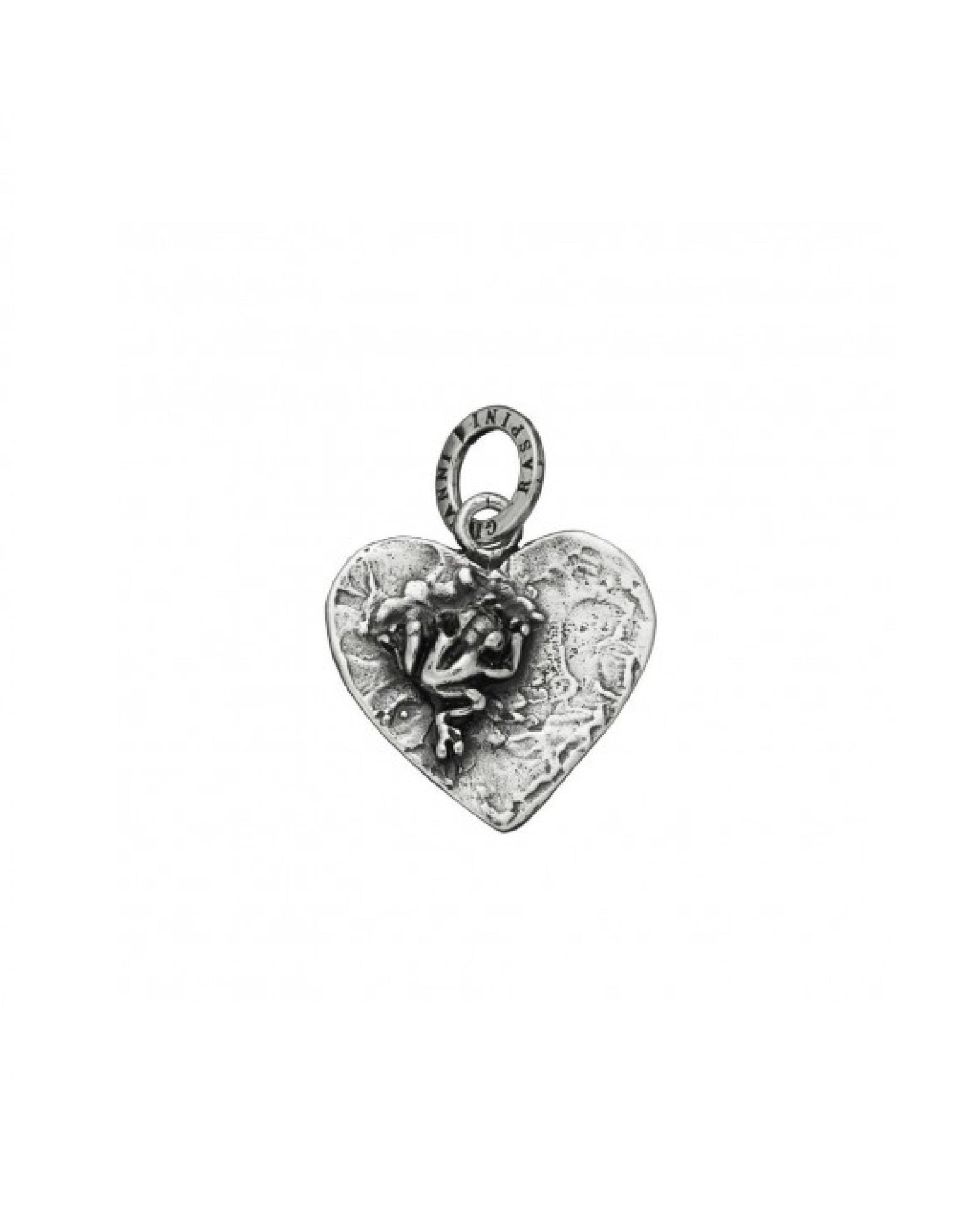 Charm Donna Giovanni Raspini Argento 925 Cuore Con Ranocchio Realizzato A Mano 08743
