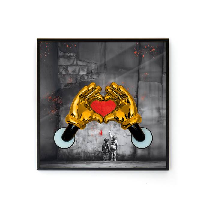 Quadro Sequenze Cuore Rosso Mani Oro PZ029/W30