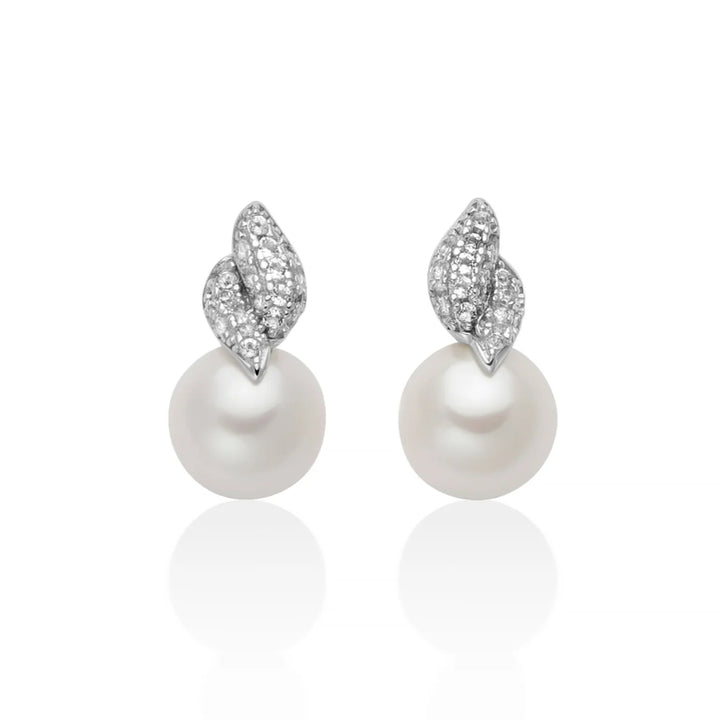 Orecchini Donna Miluna Argento 925 Perle Oriente Topazi Bianchi PER2928