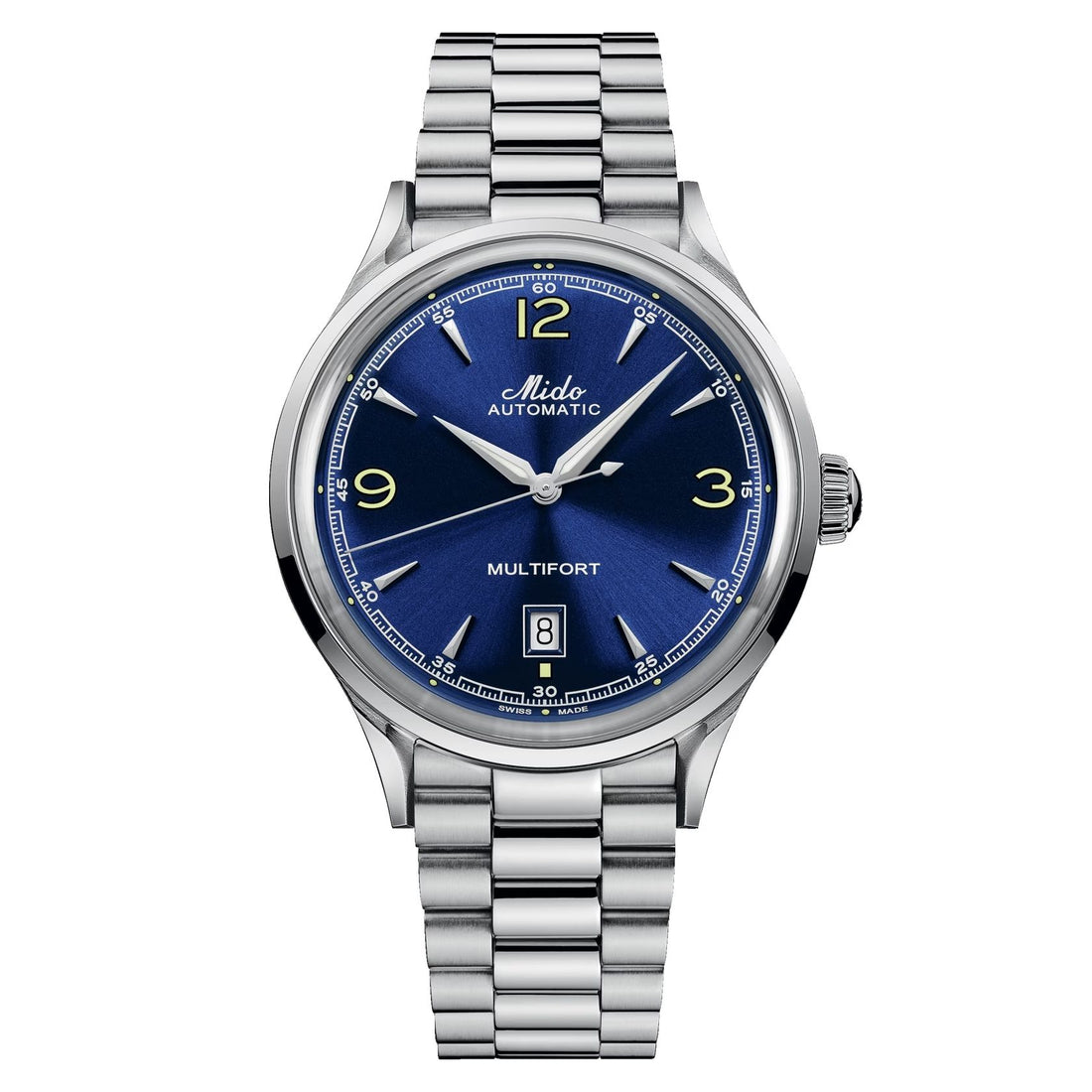 Orologio Uomo Mido Automatico Multifort Powerwind Acciaio Data Blu M0404071104700