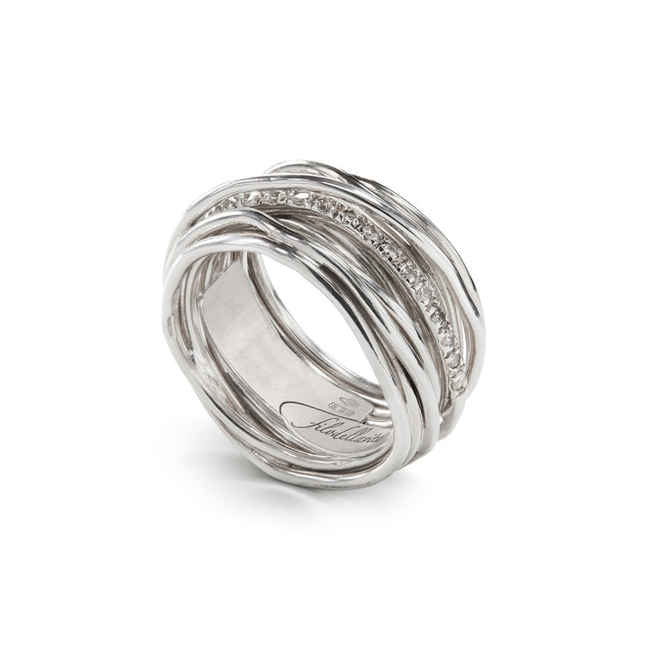 Anello Donna Filo della Vita 13 Fili Aregnto Diamanti Bianchi 0.21 CT. Mis 17