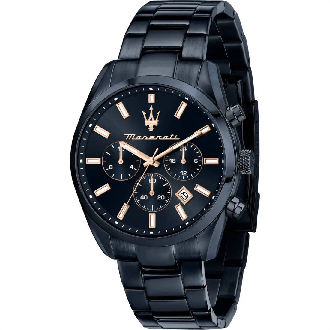 Orologio Uomo Maserati Acciaio Nero PVD Quarzo Cronografo Blu Data R8873626003