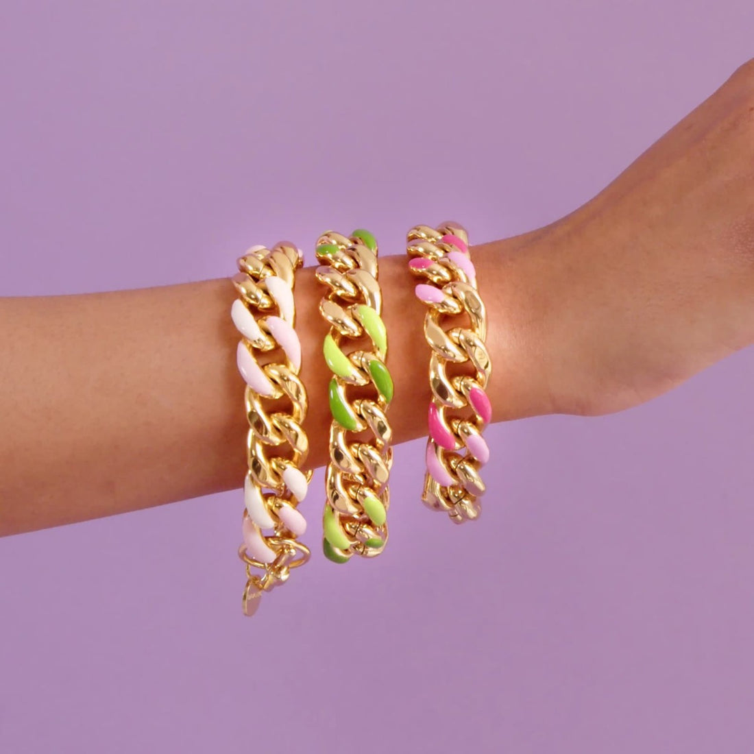 Bracciale Donna Unoaerre Bronzo Dorato Con Smalto Rosa E Bianco 525630