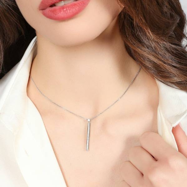 Collana Donna Unoaerre Luxury Barretta Zirconi Bianchi 587099