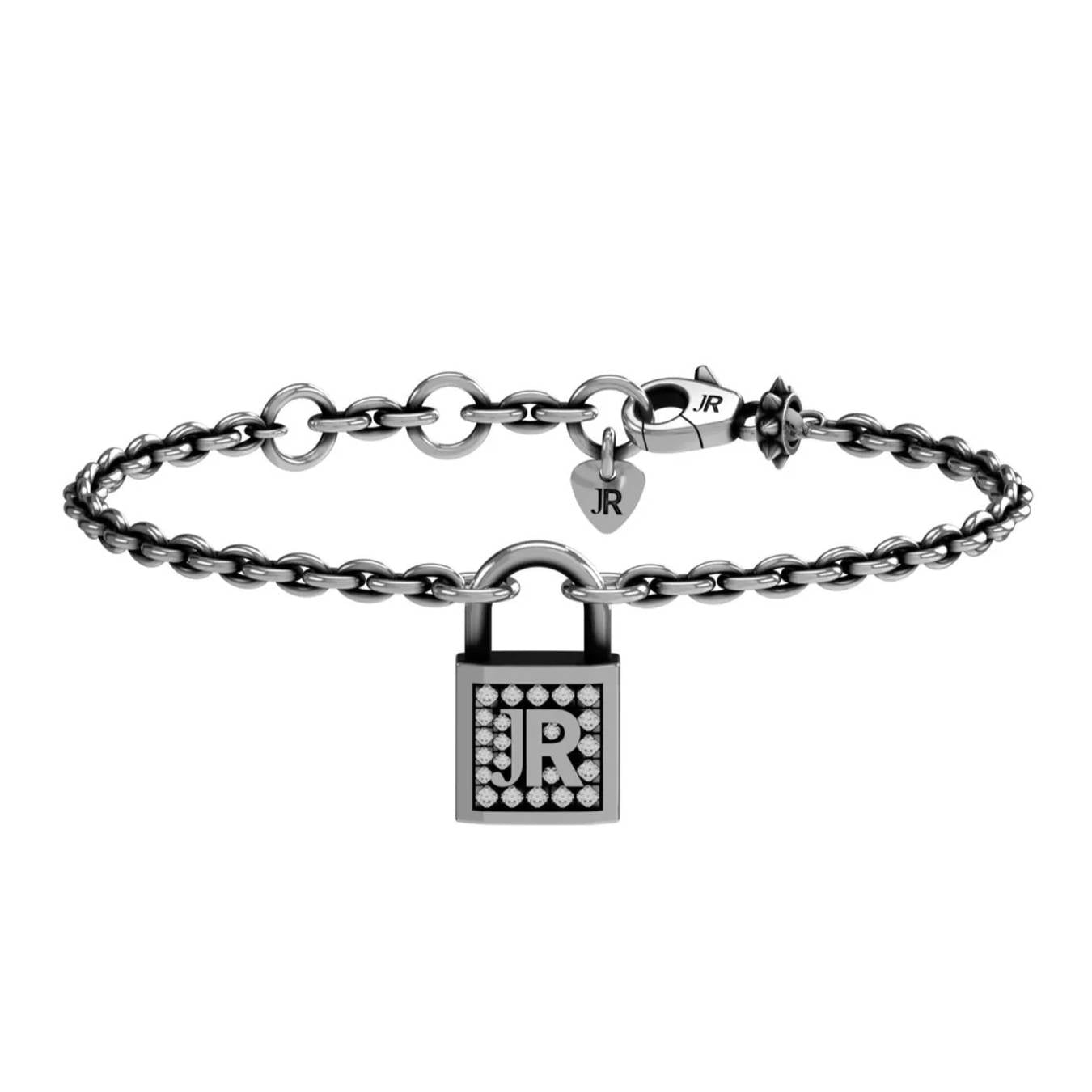 Bracciale Unisex John Richmond Lucchetto Diamanti Bronzo Argentato JRLB02BW