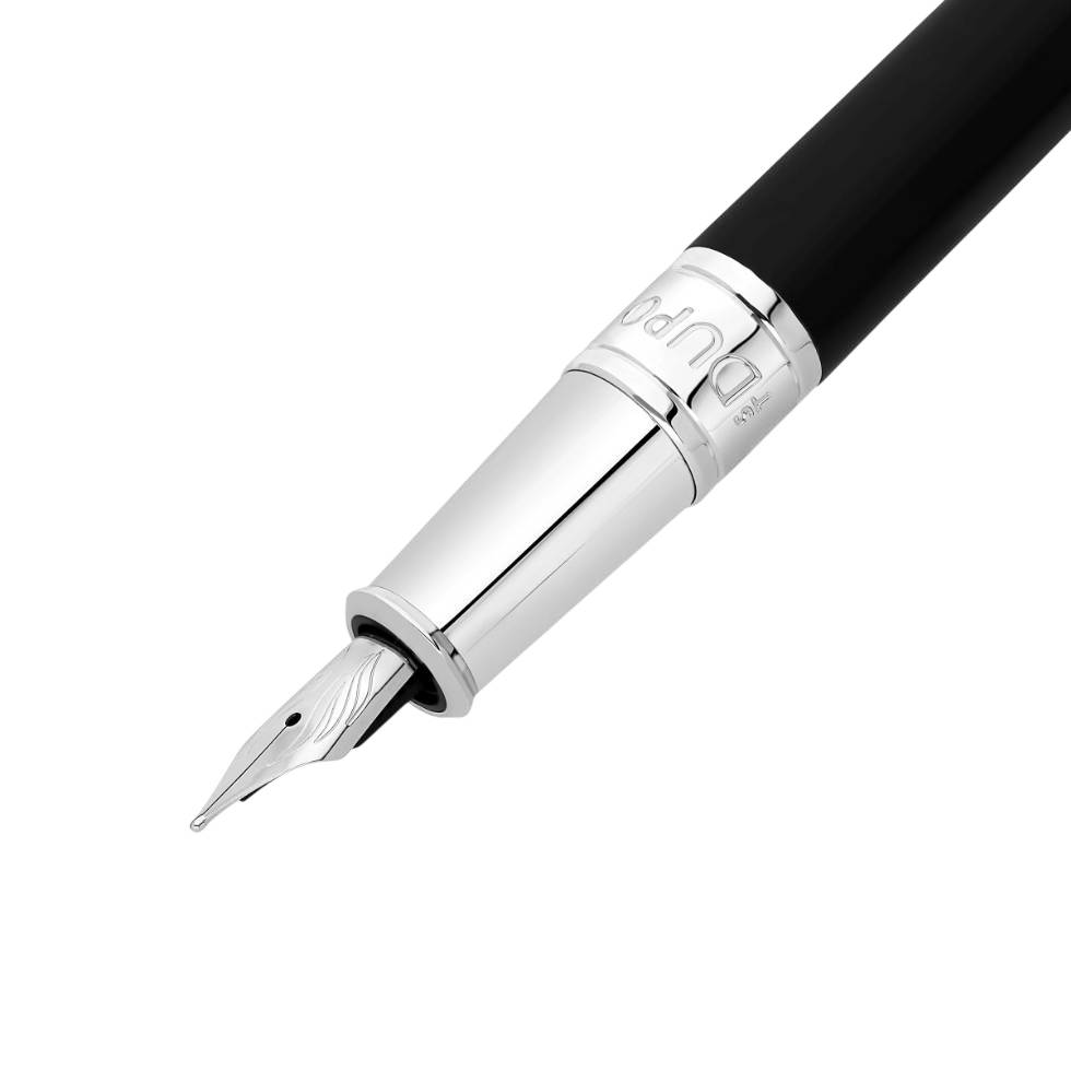 Penna Uomo Dupont Initial Piuma Cromata Acciaio Lacca Nero 270201