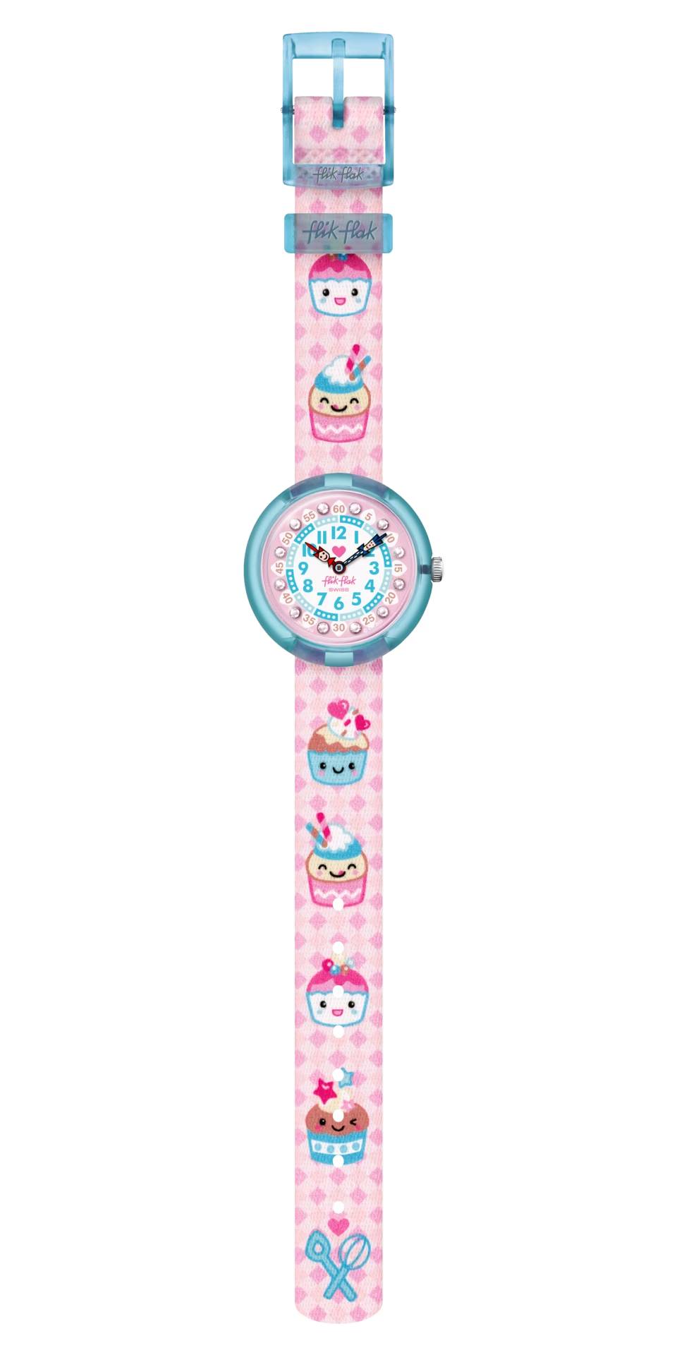 Orologio Bambina Swatch Flik Flak Bake It Up Rosa Muffin Zirconi ZFBNP219