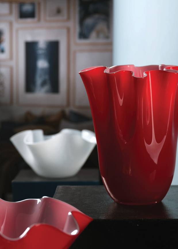 Centrotavola Onlylux Vetro Wave 35 cm Fazzoletto Opale Verde Bosco OL03091