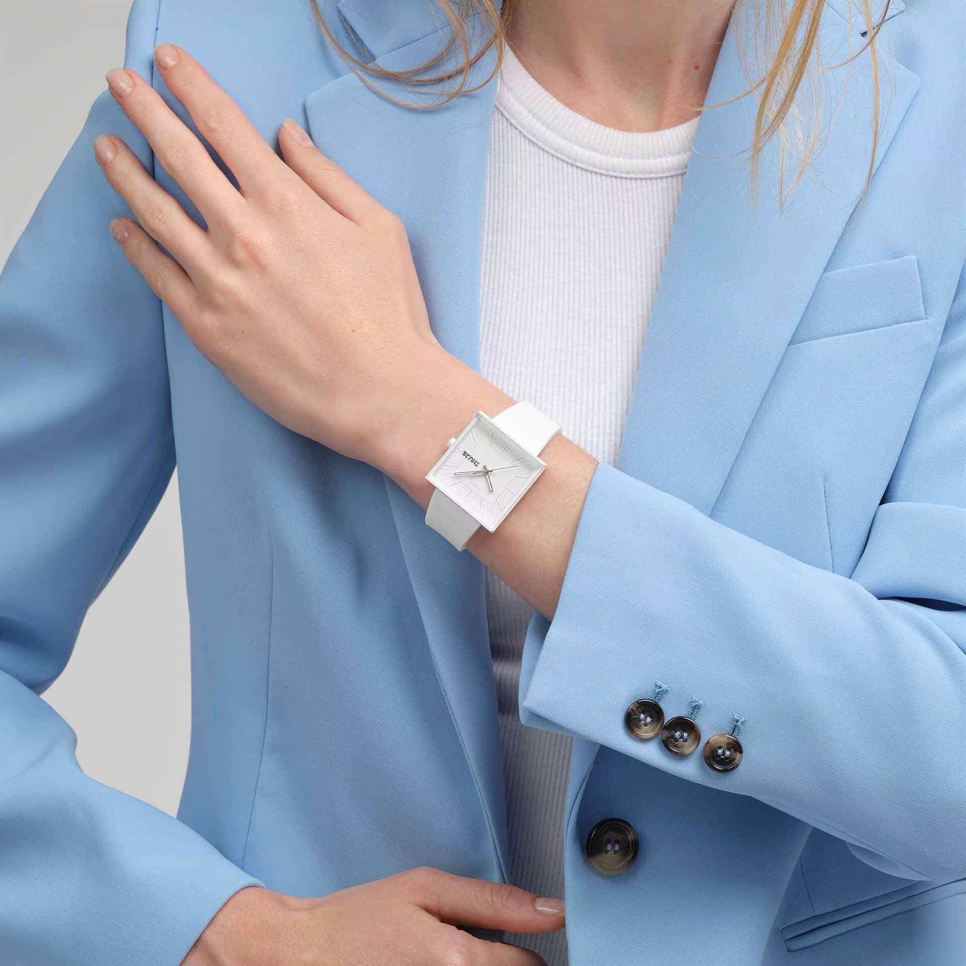 Orologio Unisex Swatch What IF ALLWHITE Cassa Quadrata Bianco SO34W700