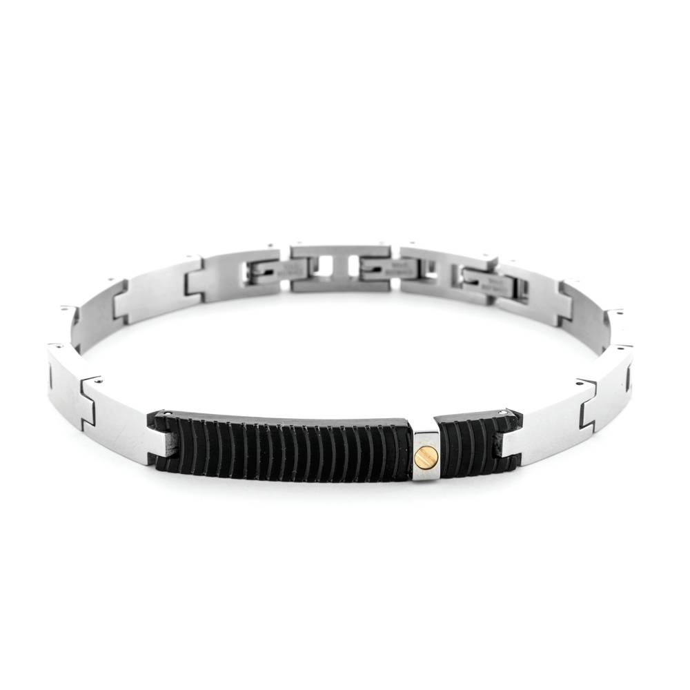 Bracciale Uomo 4US Cesare Paciotti Acciaio Acciaio Nero Dettaglio Oro 18kt 4UBR6952