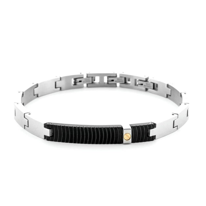 Bracciale Uomo 4US Cesare Paciotti Acciaio Acciaio Nero Dettaglio Oro 18kt 4UBR6952