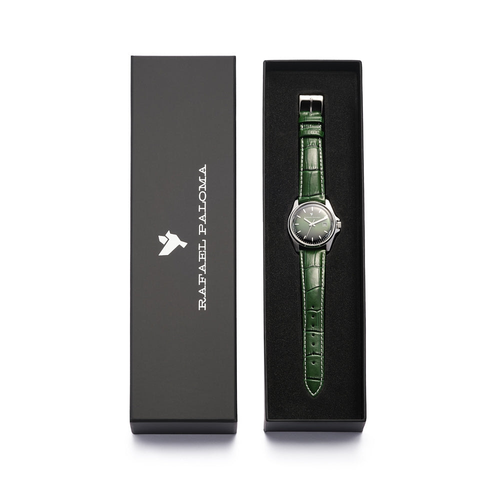 Orologio Uomo Rafael Paloma Acciaio Pelle Verde Data ORP007007