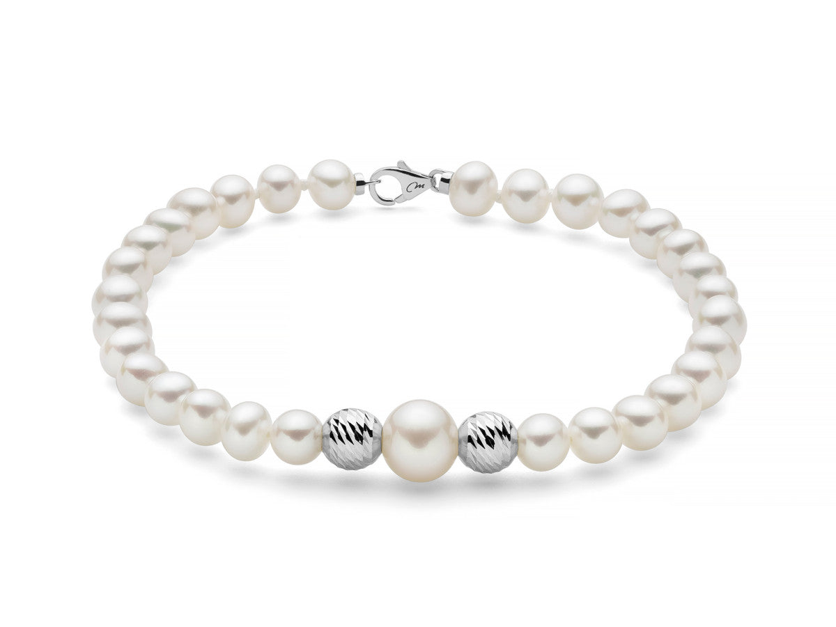 Bracciale Donna Miluna Perle Con 2 Inserti In Oro Bianco 9KT PBR3514BX