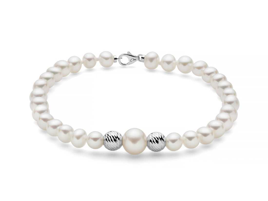 Bracciale Donna Miluna Perle Con 2 Inserti In Oro Bianco 9KT PBR3514BX