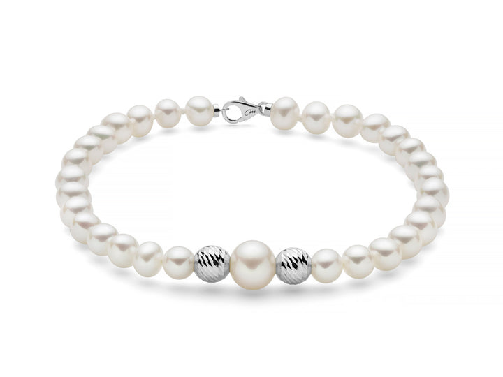 Bracciale Donna Miluna Perle Con 2 Inserti In Oro Bianco 9KT PBR3514BX