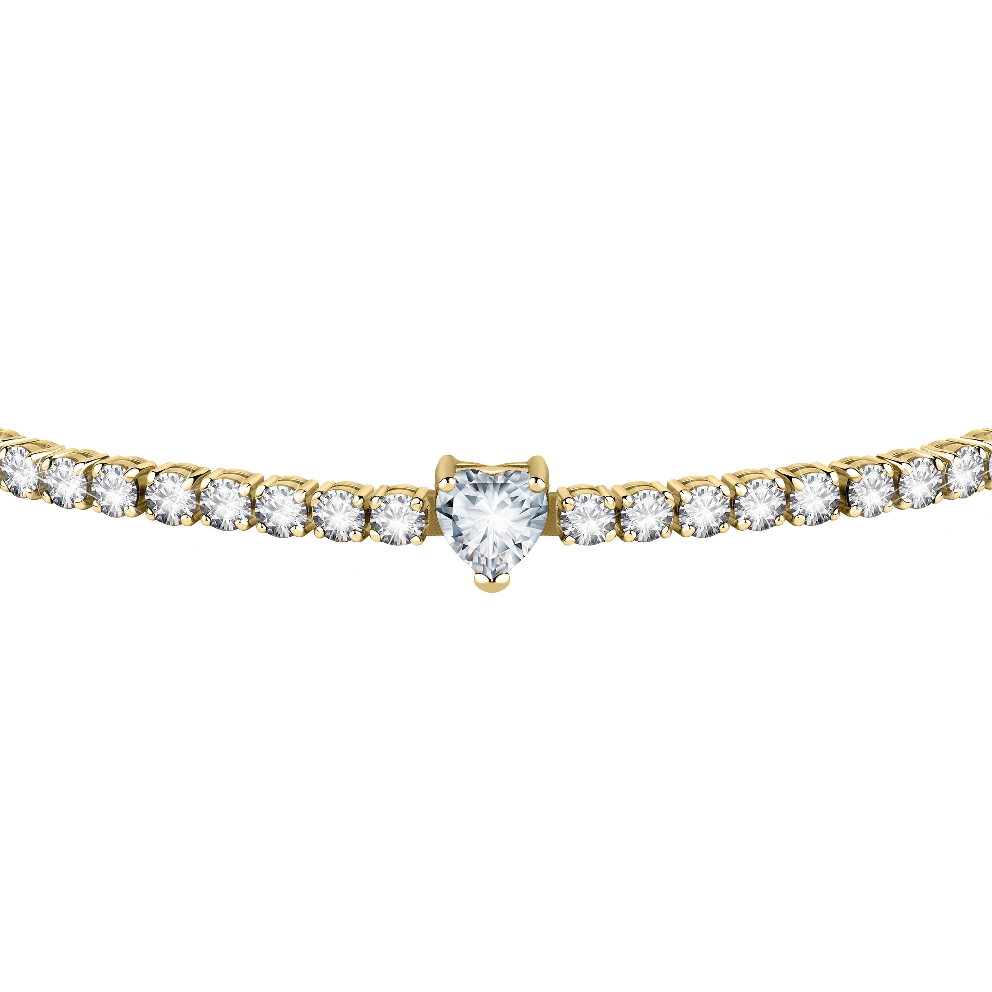 Bracciale Donna Chiara Ferragni Tennis Dorato Zirconi Bianchi Cuori