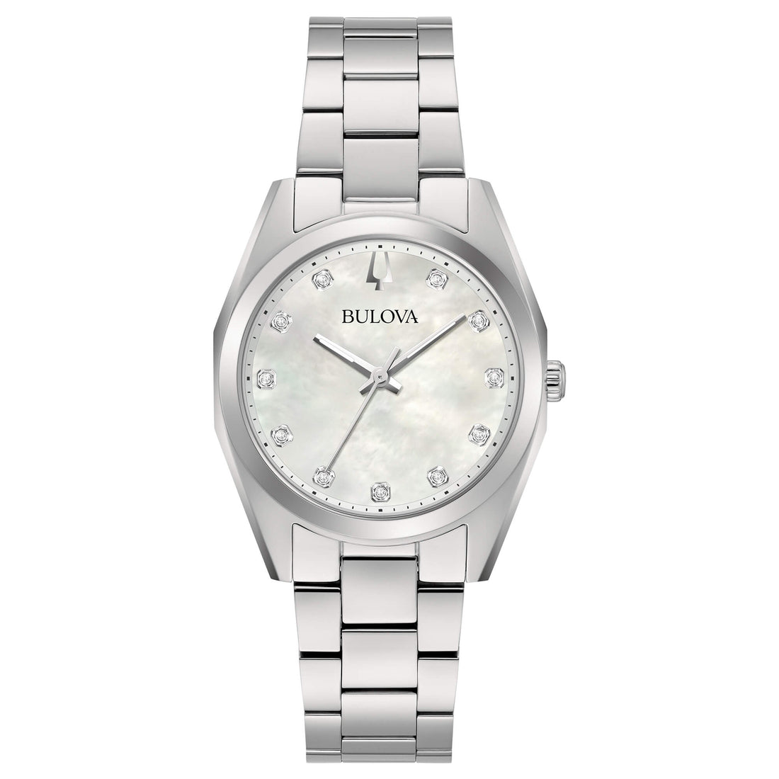 Orologio Donna Bulova Quarzo Solo Tempo Surveyor Acciaio Madreperla Diamanti 96P228