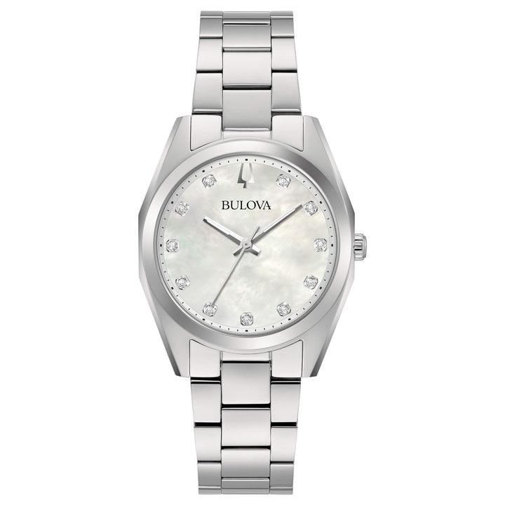 Orologio Donna Bulova Quarzo Solo Tempo Surveyor Acciaio Madreperla Diamanti 96P228