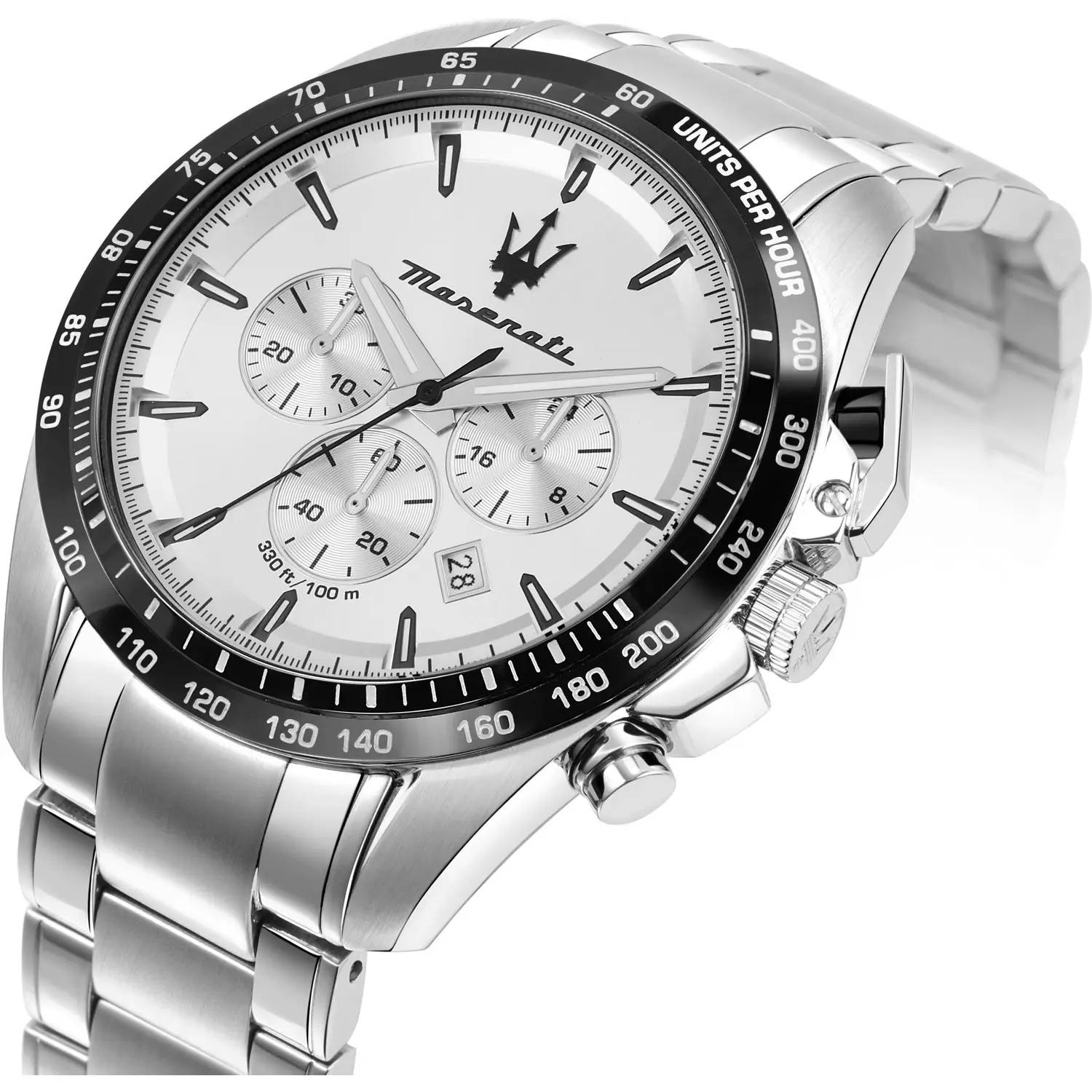 Orologio Uomo Maserati Acciaio Cronografo Quarzo Bianco Nero R8873612049