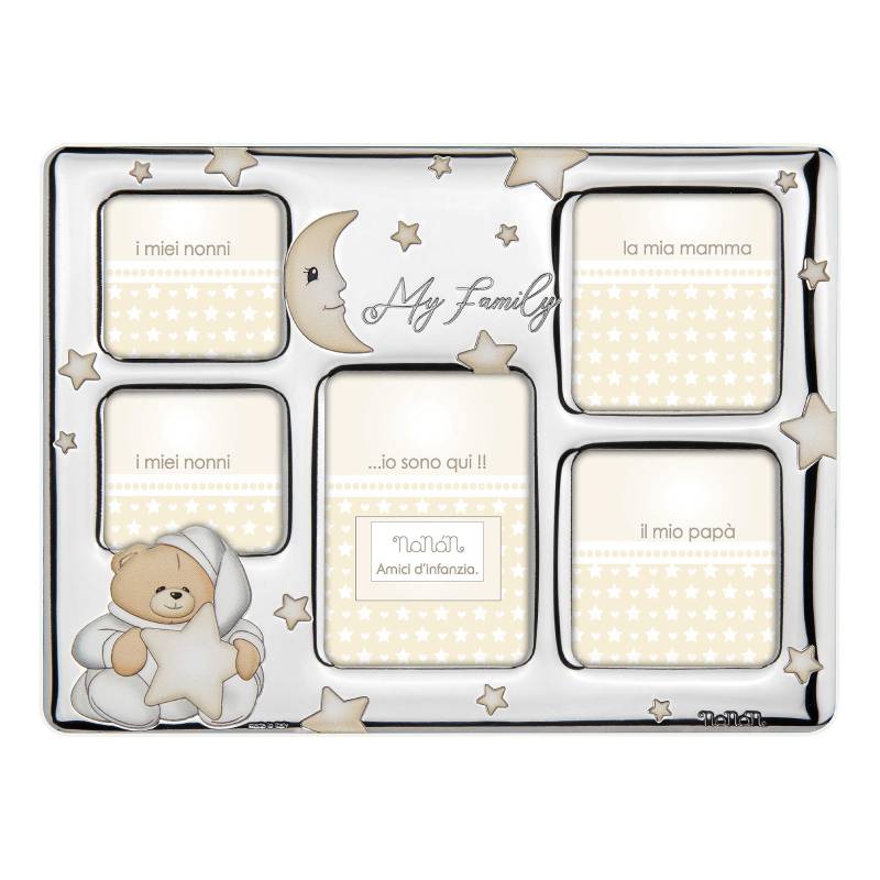 Cornice Argento Nanan Bimbino/Bambina Orsetto Crema NCO0008