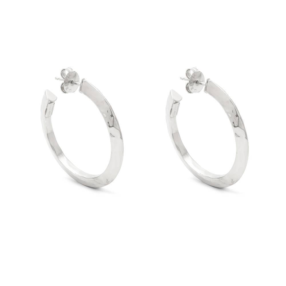 Orecchini Donna Giovanni Raspini Argento 925 Cerchi Martellati Blade 12098