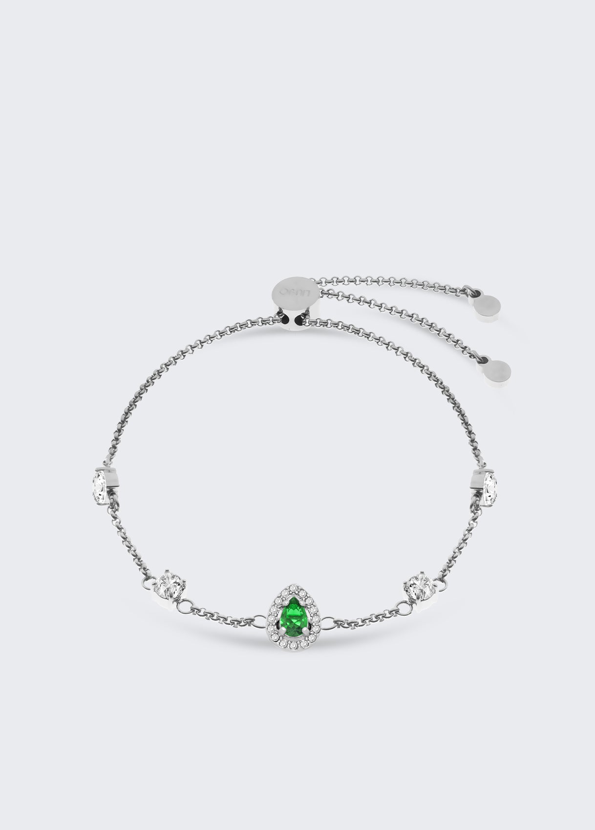 Bracciale Donna Liu Jo Acciaio Punto Luce Goccia Verde Zirconi Bianchi LJ2285
