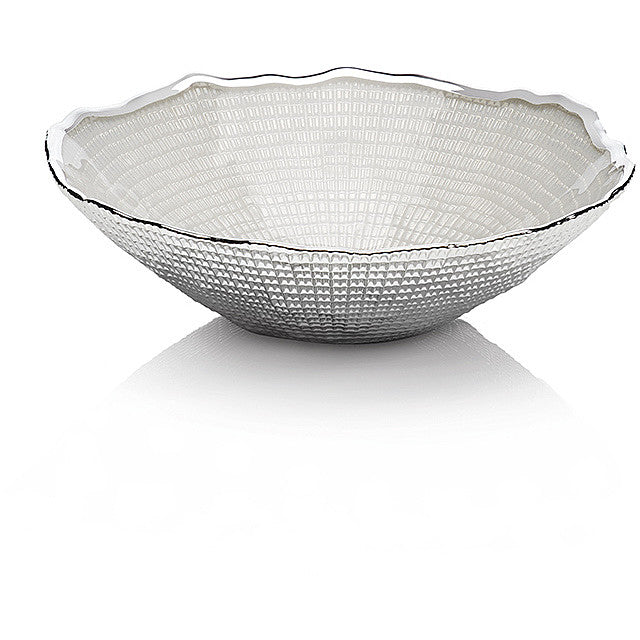 Centrotavola Ottaviani In Vetro Argentato Colore Bianco 800385B