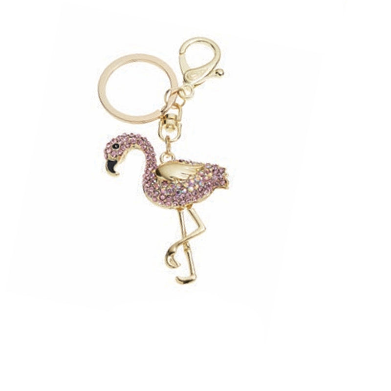 Portachiavi Ottaviani Fenicottero Dorato Strass Smalti Doppiogancio 52306