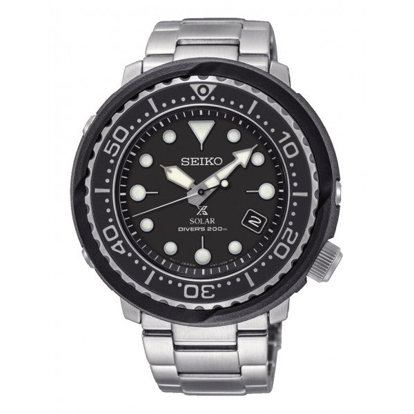 Orologio Uomo Acciaio Seiko Prospex Carica Solare Data ghiera Nera