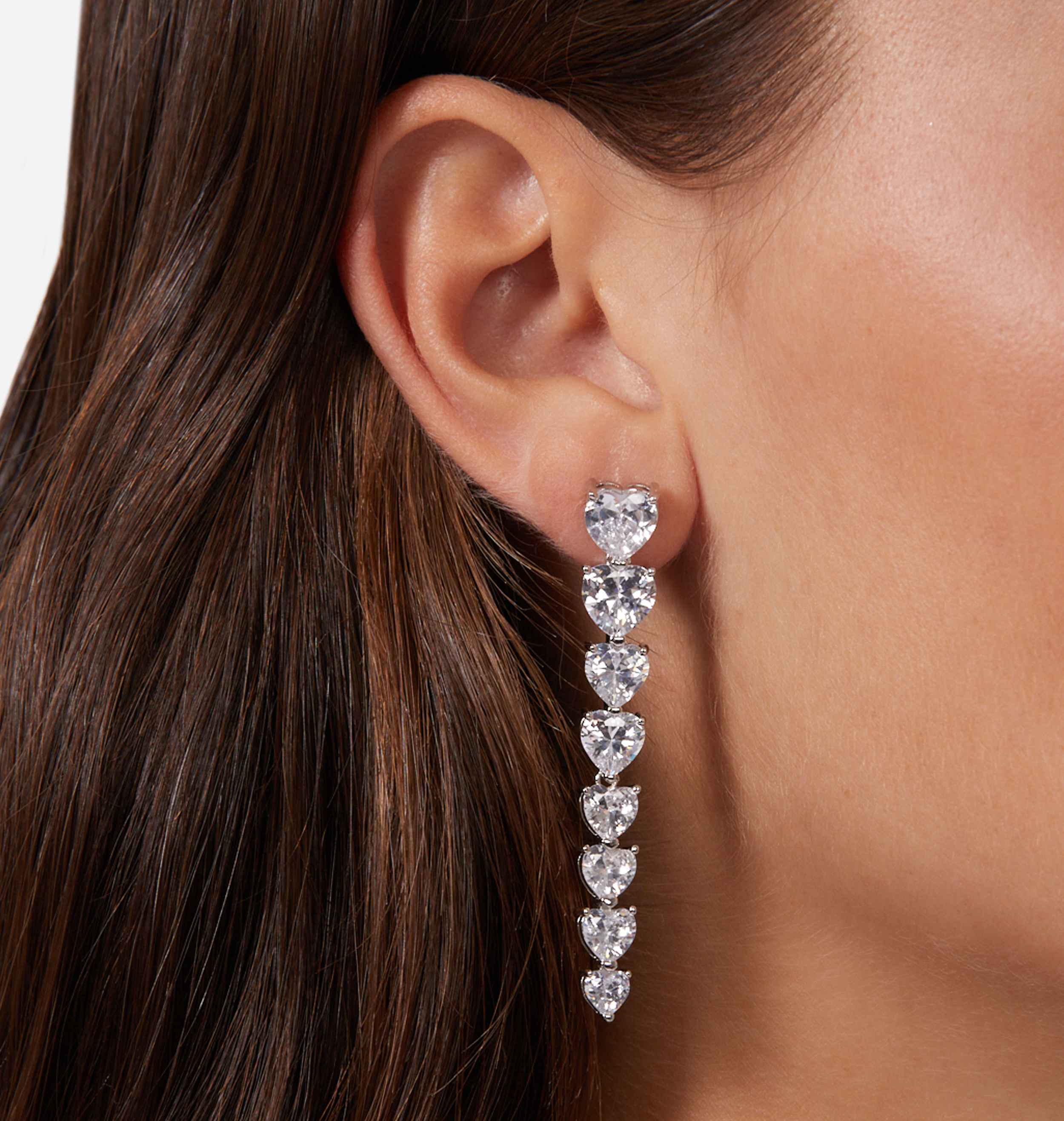 Mono Orecchino Donna Chiara Ferragni Acciaio Lunghi Zirconi Cuori J19AVG08