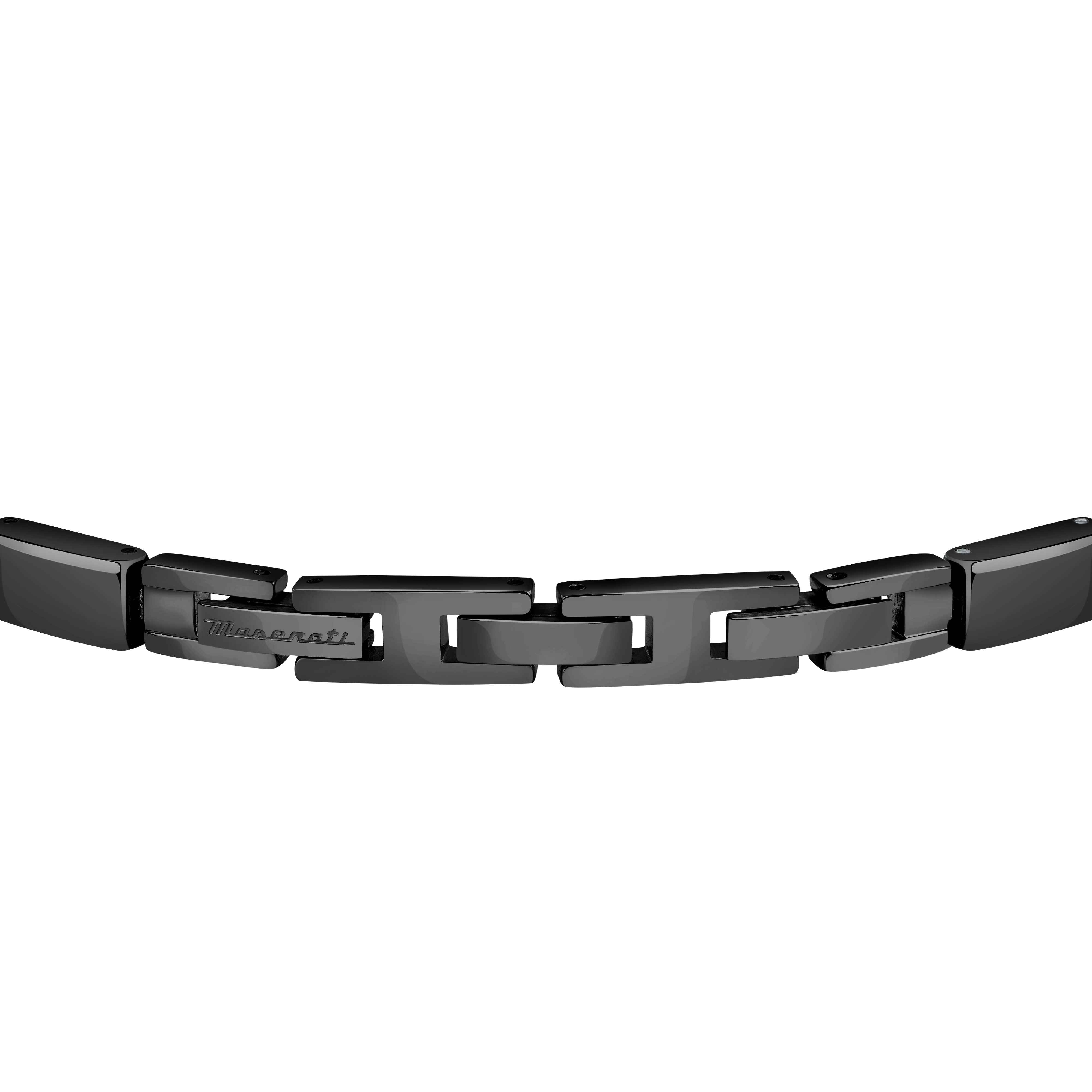 Bracciale Uomo Maserati Acciaio Nero Traforato Ceramica Nera Zirconi Neri JM223ATZ21