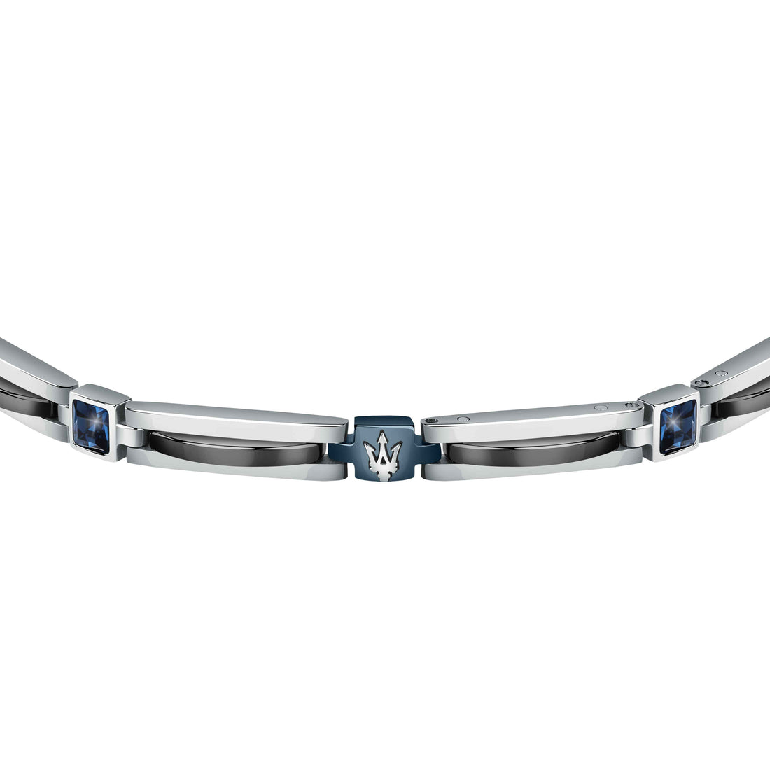 Bracciale Uomo Maserati Acciaio Bicolore Ceramica Nera Logo Centrale Blu JM223ATZ20