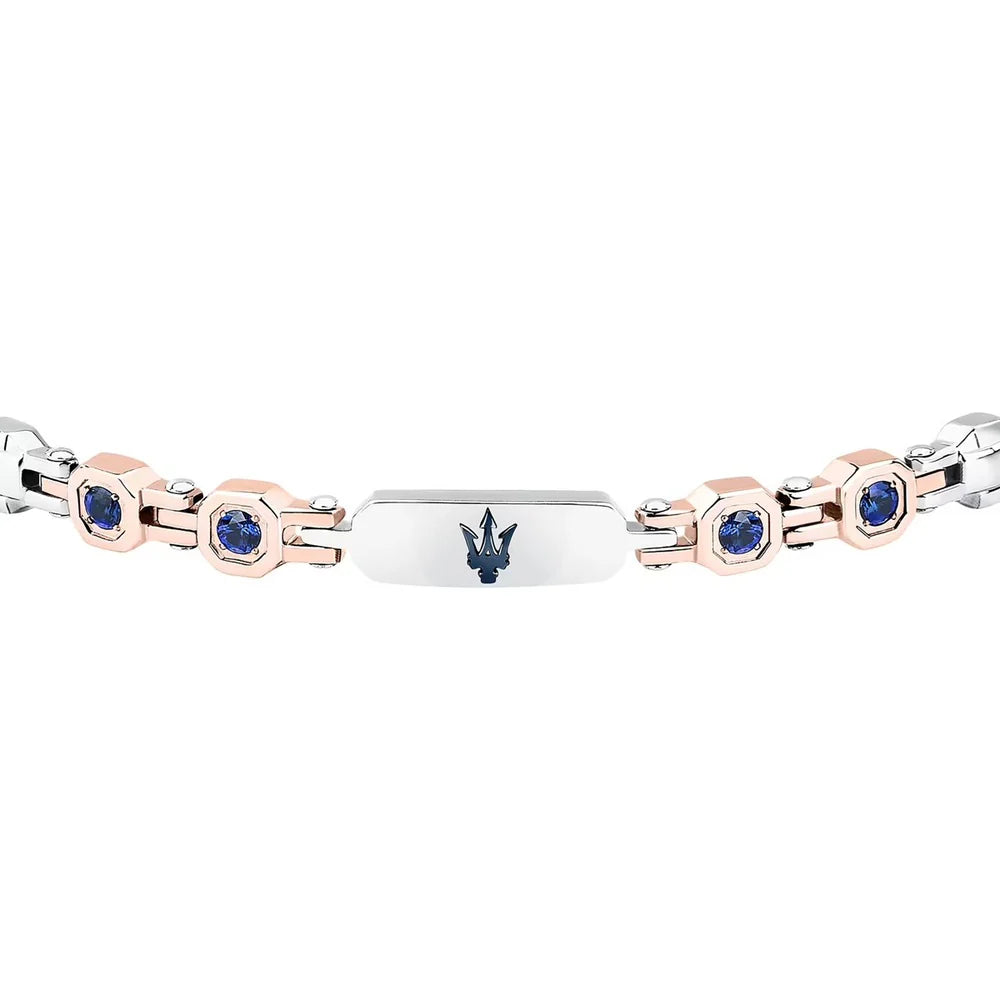 Bracciale Uomo Acciaio Maserati Sapphire Logo Centrale Blu Semirigido JM3335AXO10