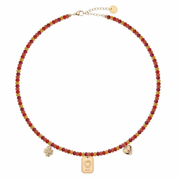 Collana Donna Liujo Acciaio Perline Rosse Charm LJ3155