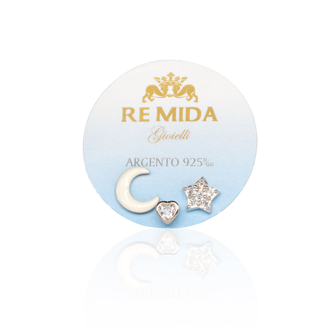 Orecchini Donna Re Mida Argento 925 Set A Tre Con Zirconi Bianchi O034
