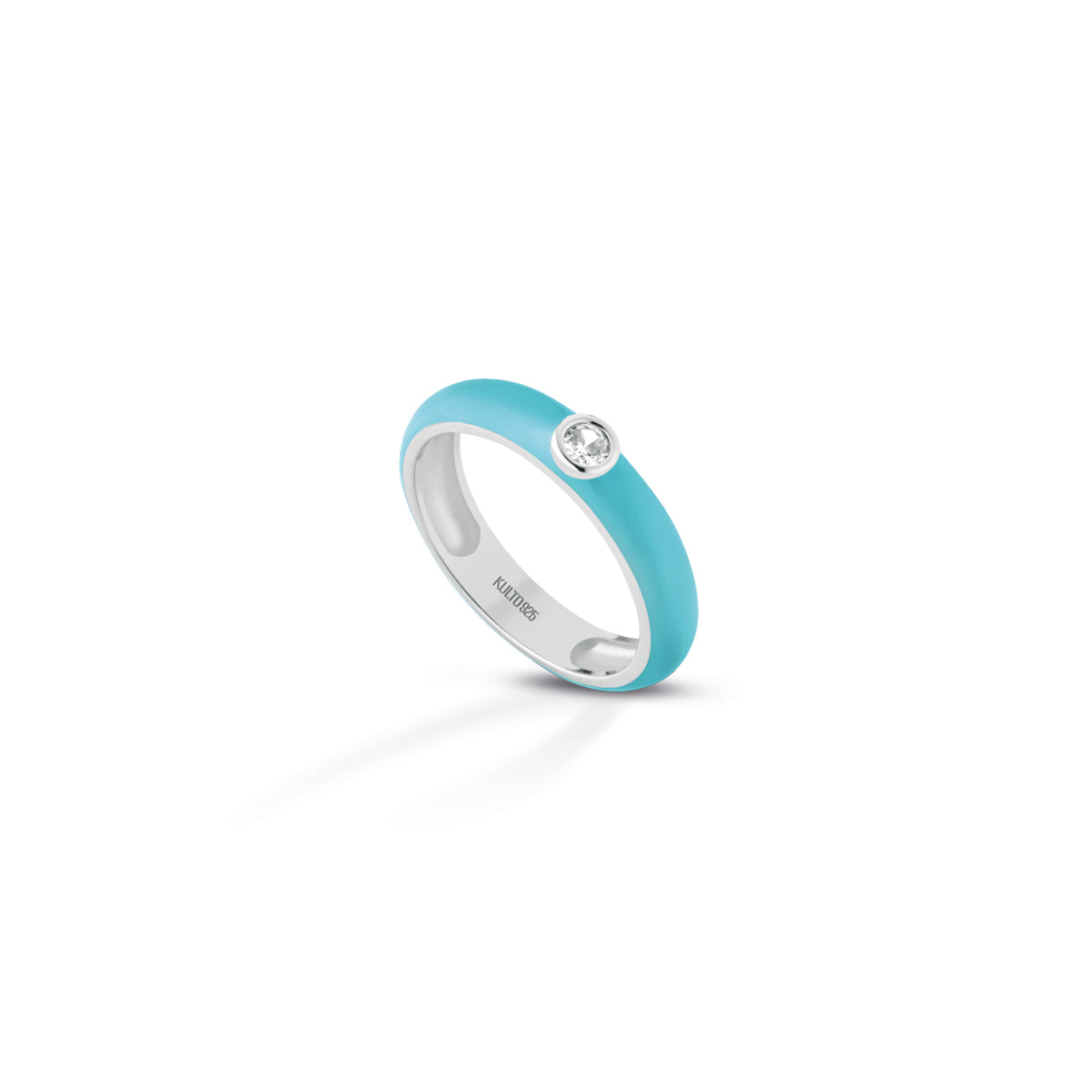 Anello Donna Kulto 925 Argento Smalto Azzurro Zircone Bianco KR925-044-14