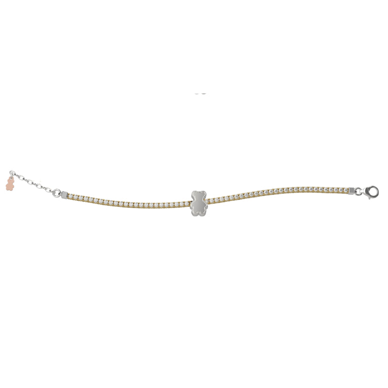 Bracciale Donna Nanàn Argento Dorato 925 Tennis Orsetto Zirconi Bianchi NAN0334