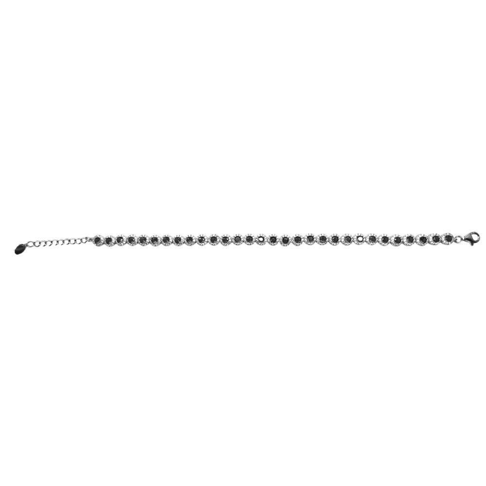 Bracciale Unisex Angelic Re Mida Tennis Argento Zirconi Bianchi Neri Tennis-17