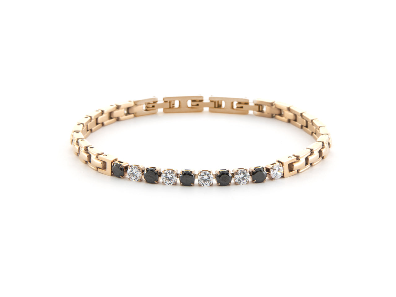 Bracciale Uomo 4US Cesare Paciotti Tennis Acciaio Zirconi Neri Bianchi 4UBR6438