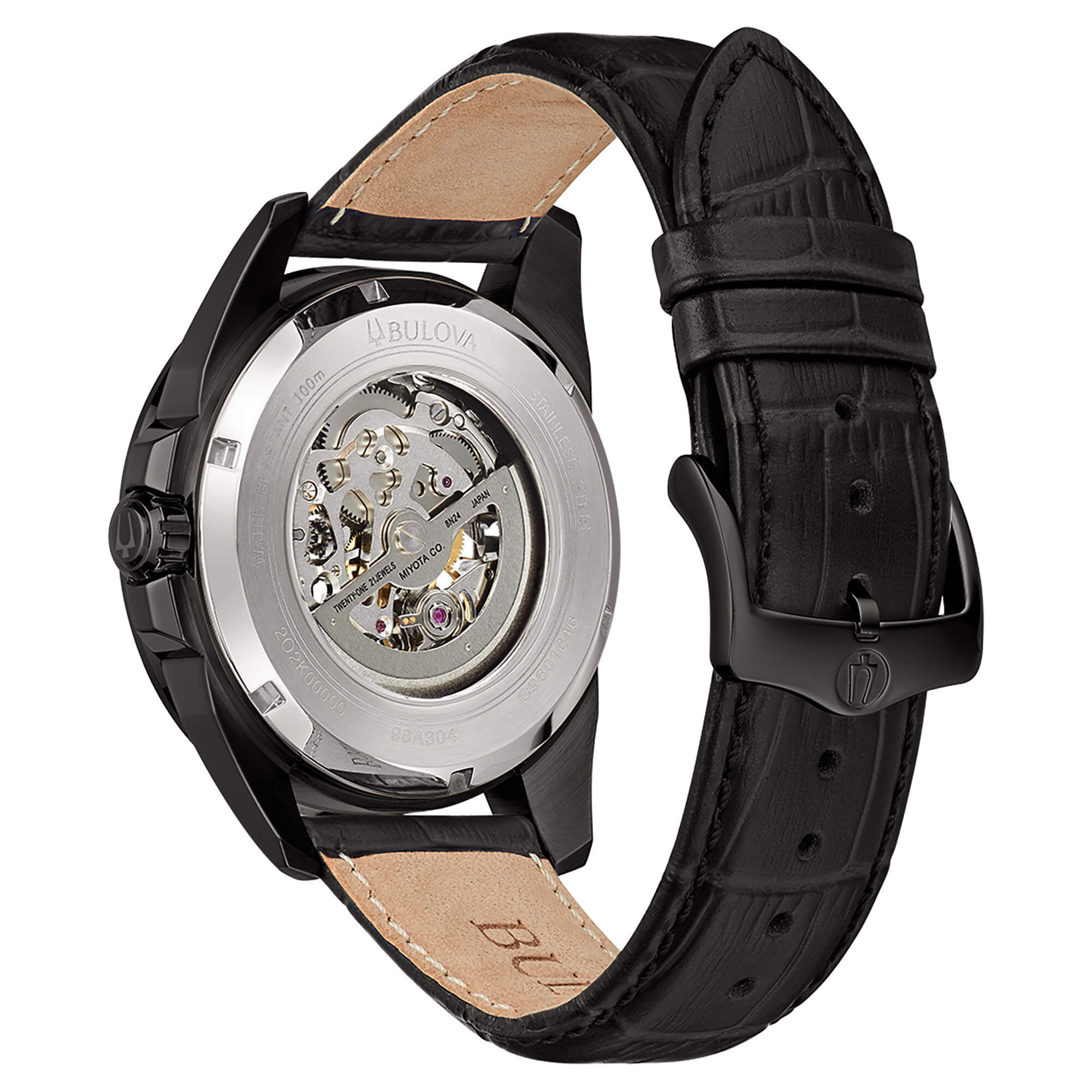 Orologio Uomo Bulova Automatico Sutton Skeleton Acciaio Nero Lucido 98A304