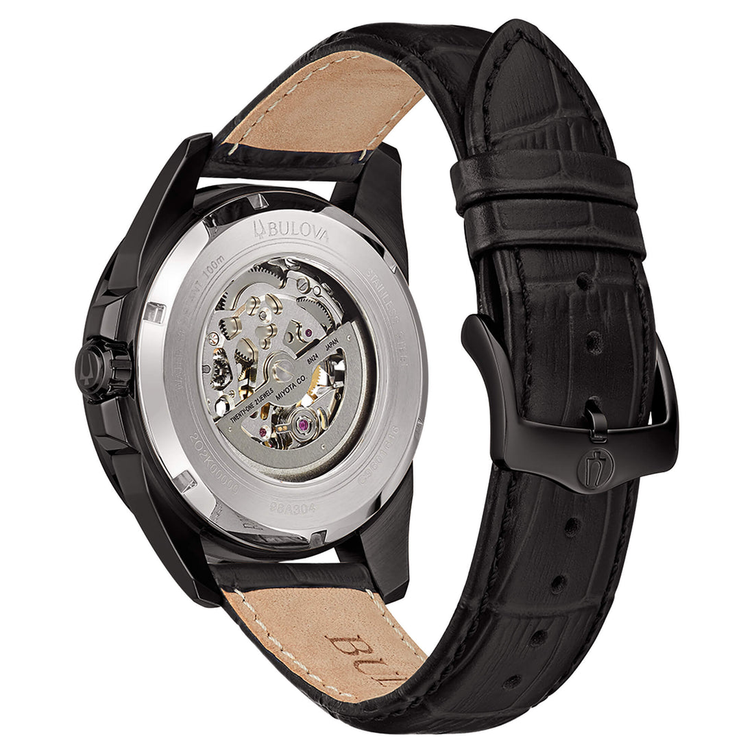 Orologio Uomo Bulova Automatico Sutton Skeleton Acciaio Nero Lucido 98A304