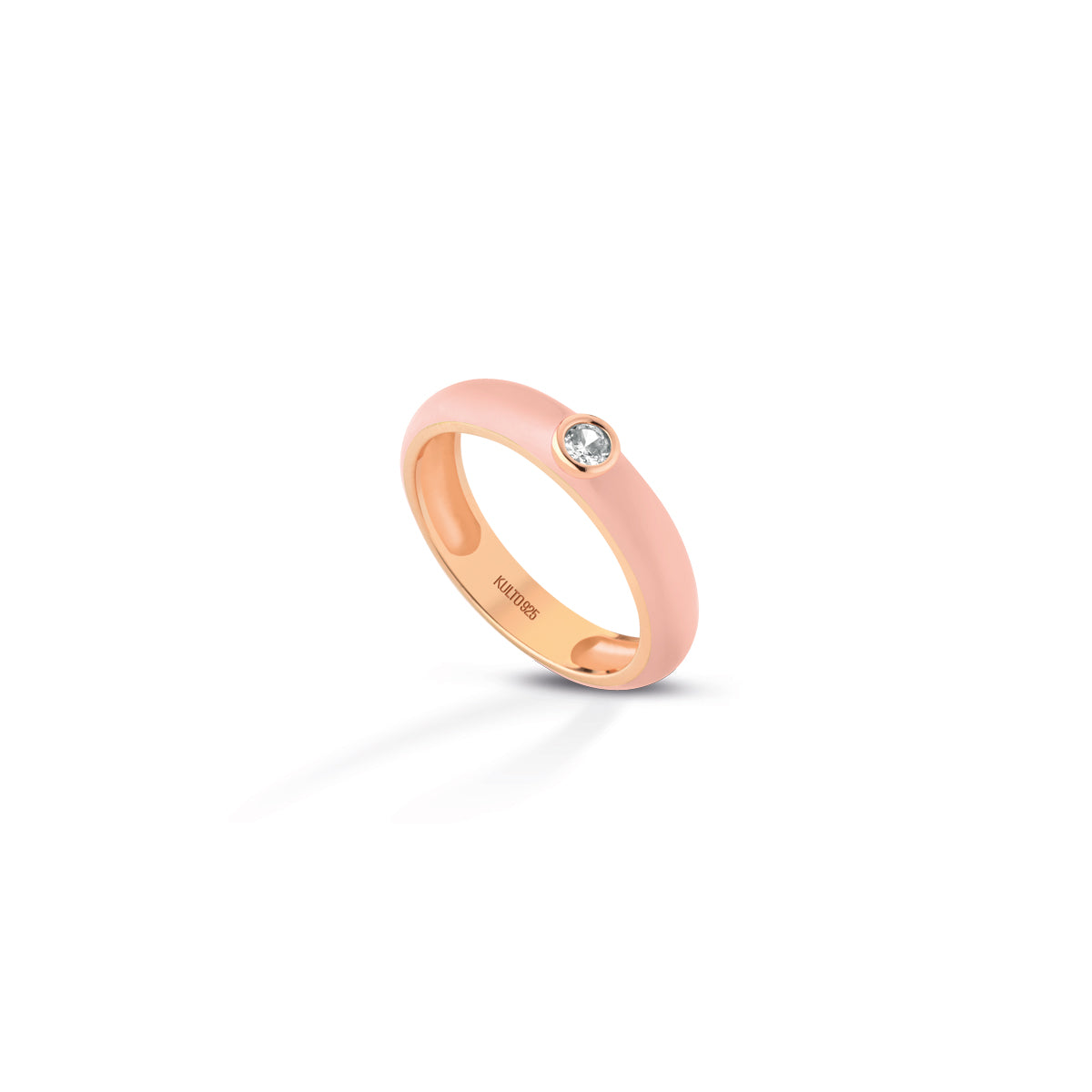 Anello Donna Kulto 925 Argento Rosè Smalto Rosa Zircone Bianco KR925-039-14