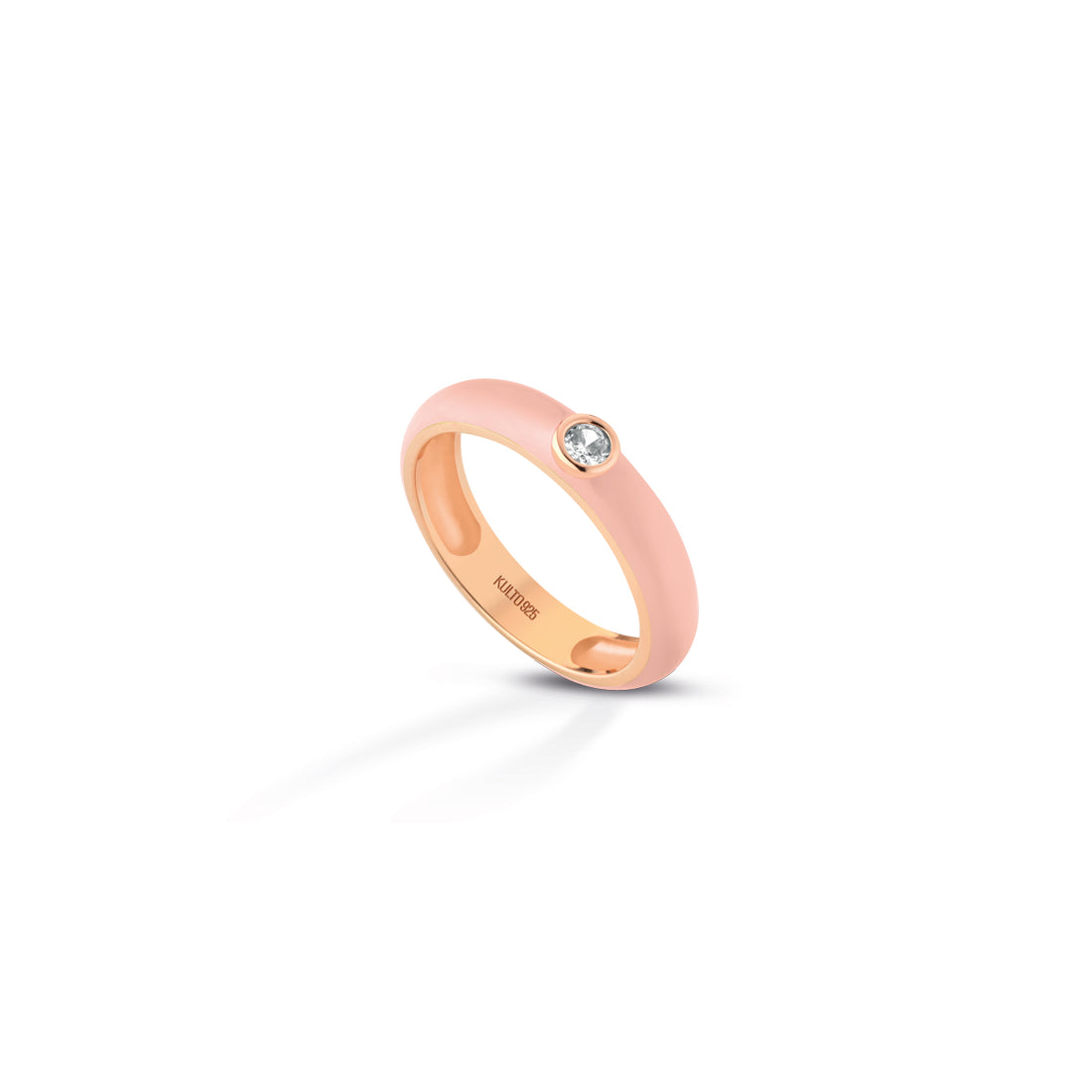 Anello Donna Kulto 925 Argento Rosè Smalto Rosa Zircone Bianco KR925-039-14