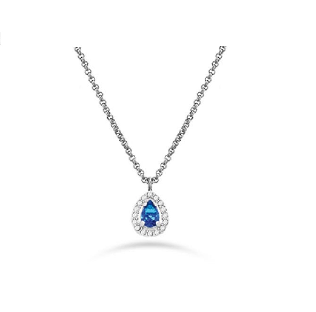 Collana Donna Liu Jo Acciaio Catena Rollò con pietra blu a goccia LJ2275