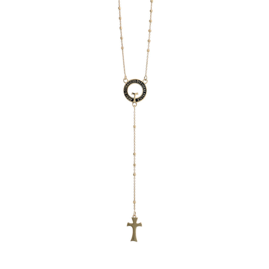 Collana a Rosario “Abbi il coraggio di essere felice” Argento Dorato 925 AGI264/C-O