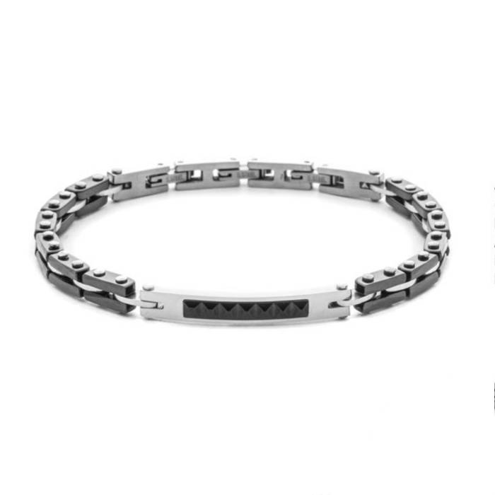 Bracciale Uomo 4US Cesare Paciotti Acciaio Targhetta Ceramica Nera 4UBR8479